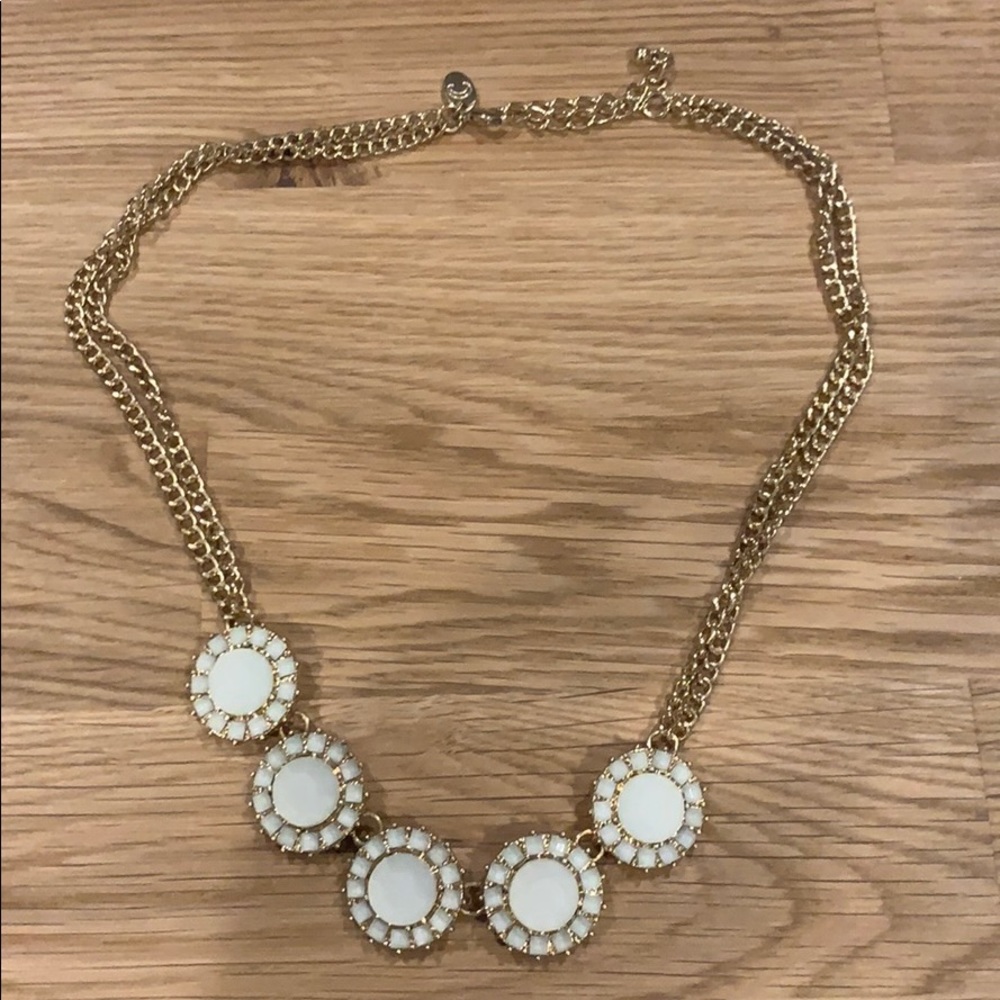 Simple White Necklace with Gold Chain